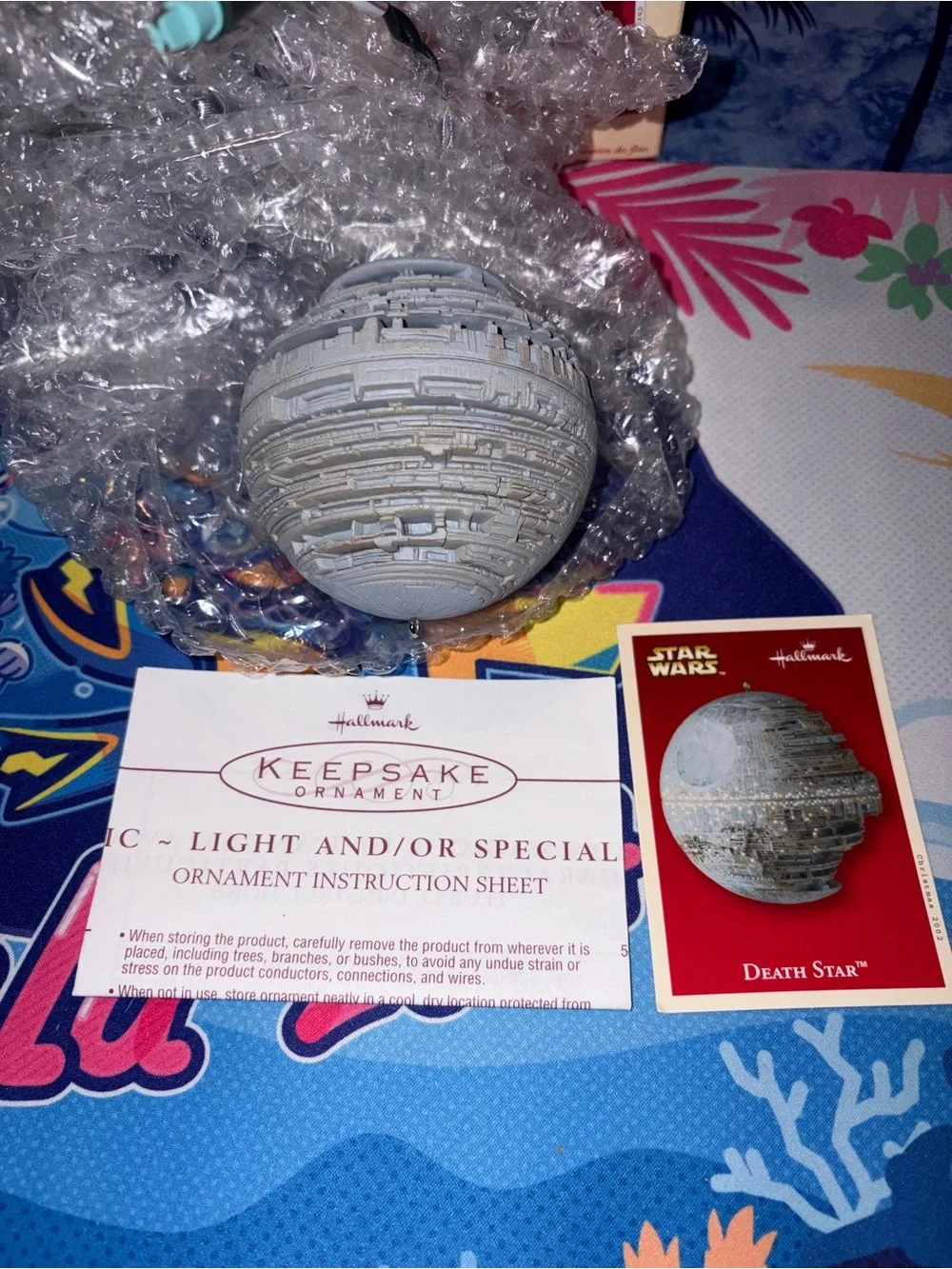 2002 Hallmark Keepsake Star Wars Death Star Magic Light Christmas Ornament NEW